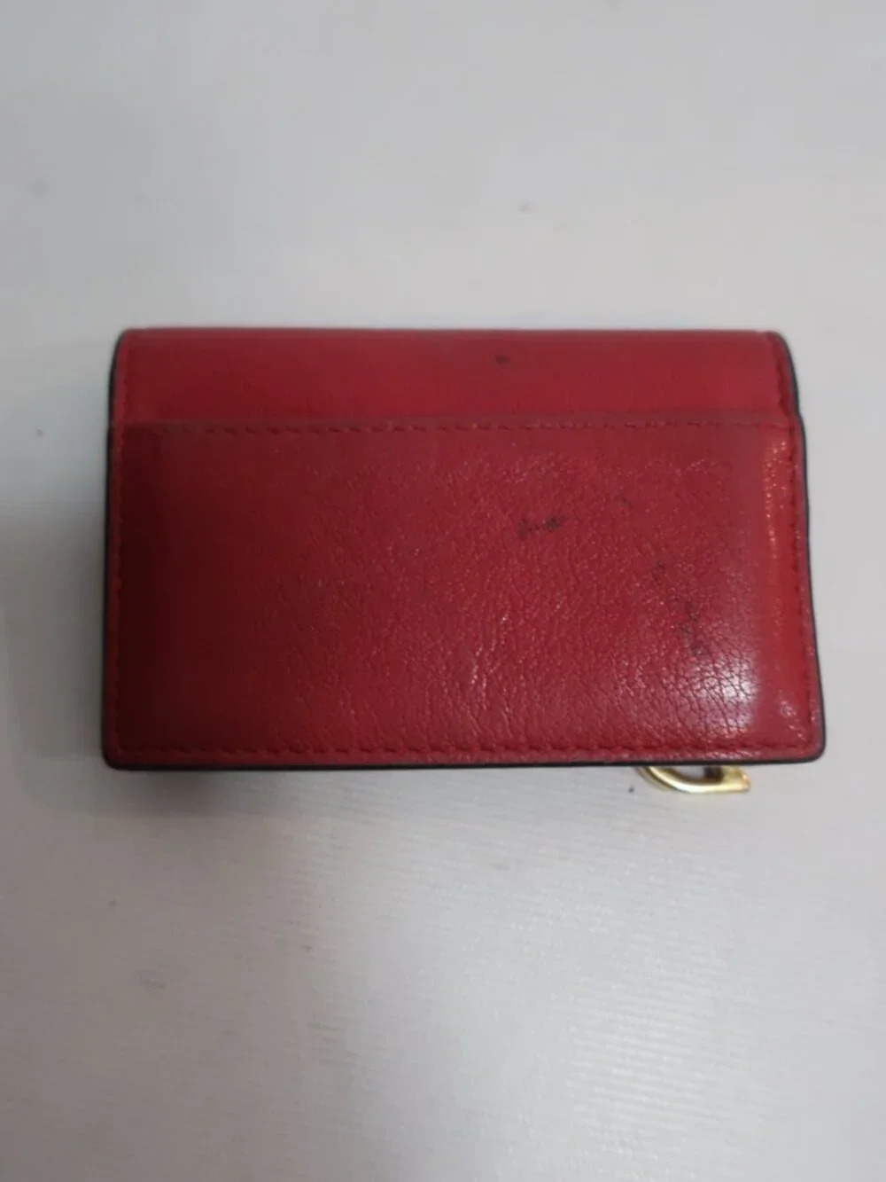 Authentic Christian Dior Paris Red Leather Saddle D Charm Credit Card Wallet